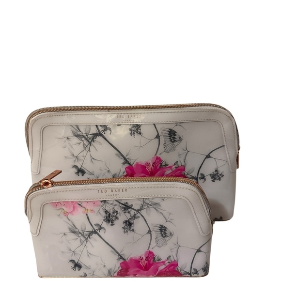 Ted Baker White and Pink Floral Cosmetic Bag Set - Picture 8 of 14